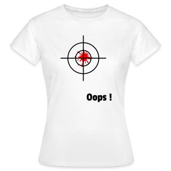 Oops - Frauen T-Shirt - Weiß - Vorne - AI Model Female 172 dark (172cm)