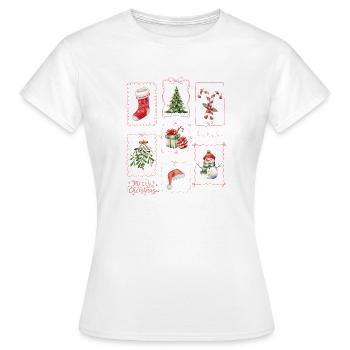 Aquarell Weihnachten: Ho Ho Ho Festlich - Frauen T-Shirt - Weiß - Vorne - AI Model Female 172 dark (172cm)