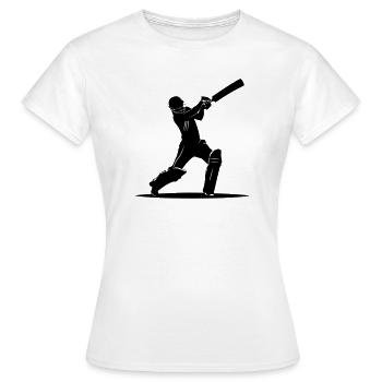 Cricket Batsman Silhouette - Women's T-Shirt - white - Front - AI Model Female 172 dark (172cm)
