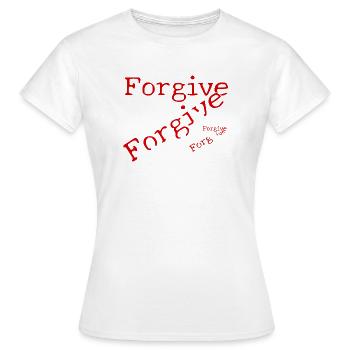 Vergebung in roter Typografie - Frauen T-Shirt - Weiß - Vorne - AI Model Female 172 dark (172cm)
