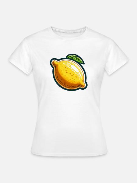 Zitronenglanzgelber Aufkleber - Frauen T-Shirt - Weiß