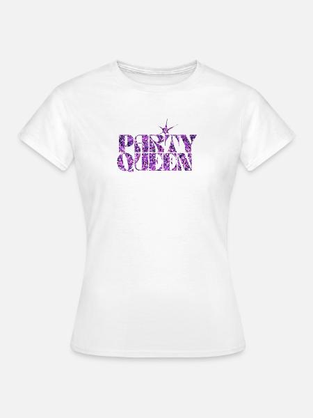 Party Queen Glitzer Typografie - Frauen T-Shirt - Weiß