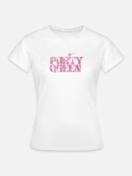 Party Queen Glitzer Text - Frauen T-Shirt - Weiß