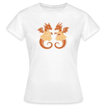 Duo de dragons jumeaux - T-shirt Femme - blanc - Devant - AI Model Female 172 dark (172cm)