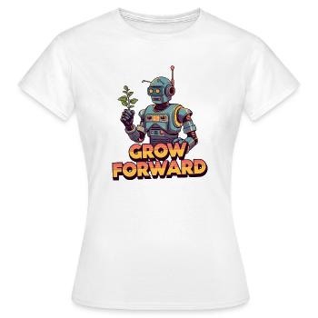 Grandir vers l’avant – Robot de science-fiction rétro - T-shirt Femme - blanc - Devant - AI Model Female 172 dark (172cm)