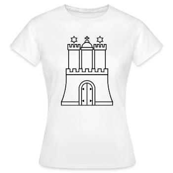 Hamburg Wappen: Hanse, Tradition & Tor - Frauen T-Shirt - Weiß - Vorne - AI Model Female 172 dark (172cm)