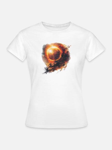 Sonnenfeuer Orb Kunst - Frauen T-Shirt - Weiß