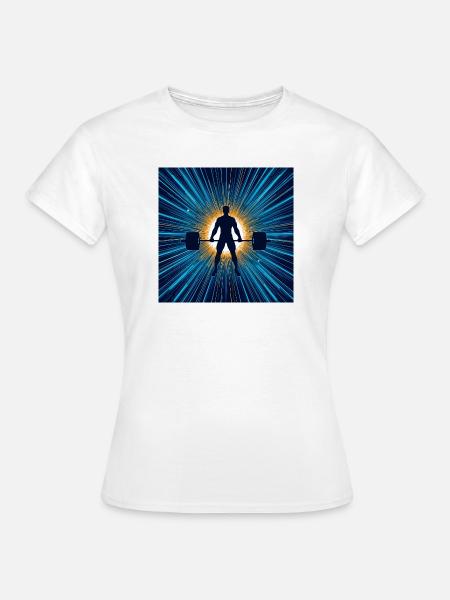 Barbell Hero im Lichtkreis - Frauen T-Shirt - Weiß