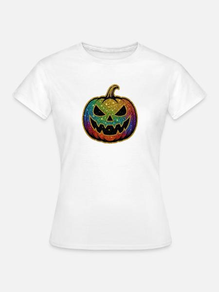 Regenbogen Glitzer Kürbis - Frauen T-Shirt - Weiß