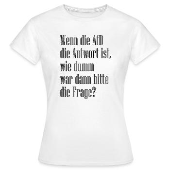 Question - T-shirt Femme - blanc - Devant - AI Model Female 172 dark (172cm)