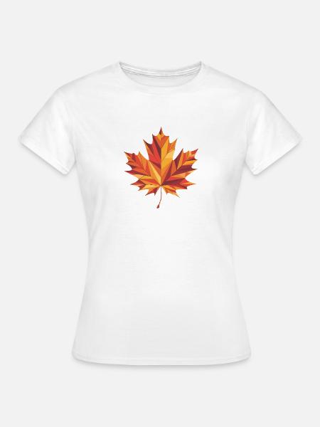 Herbstblatt - Cooles Low-Poly-Logo - Frauen T-Shirt - Weiß