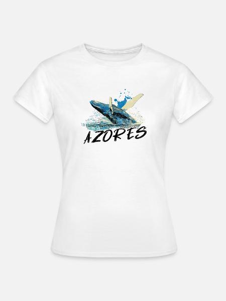 Blaue abstrakte Welle mit Buckelwal - Frauen T-Shirt - Weiß