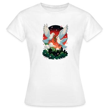 Colombe de la paix et couleurs de la Palestine - T-shirt Femme - blanc - Devant - AI Model Female 172 dark (172cm)