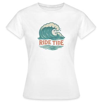 Ride Tide – Surf Wave Design - Women's T-Shirt - white - Front - AI Model Female 172 dark (172cm)