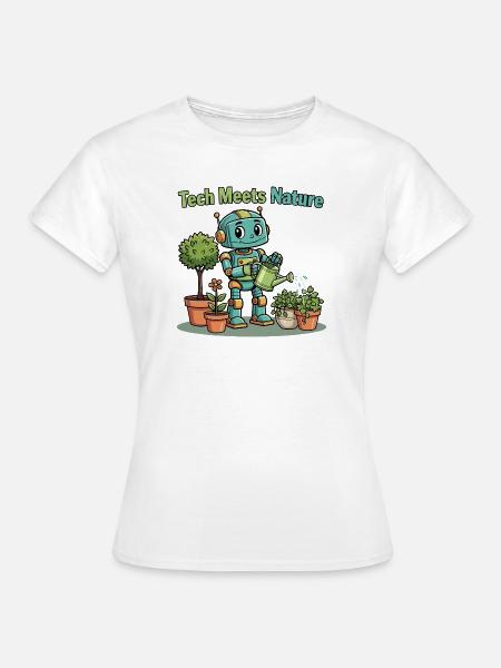 Tech trifft Natur Robotergärtner - Frauen T-Shirt - Weiß