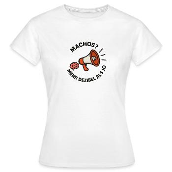 Megaphone Brain vs. Machos - Women's T-Shirt - white - Front - AI Model Female 172 dark (172cm)