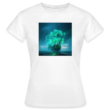 Geisterschiff Neongrün im Nebel - Frauen T-Shirt - Weiß - Vorne - AI Model Female 172 dark (172cm)