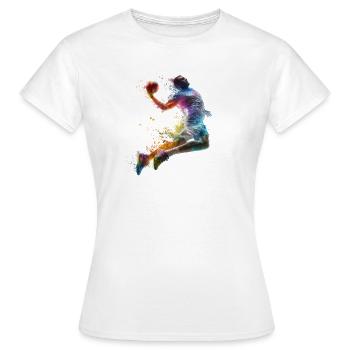 Color Explosion Handball Jump Shot - Women's T-Shirt - white - Front - AI Model Female 172 dark (172cm)