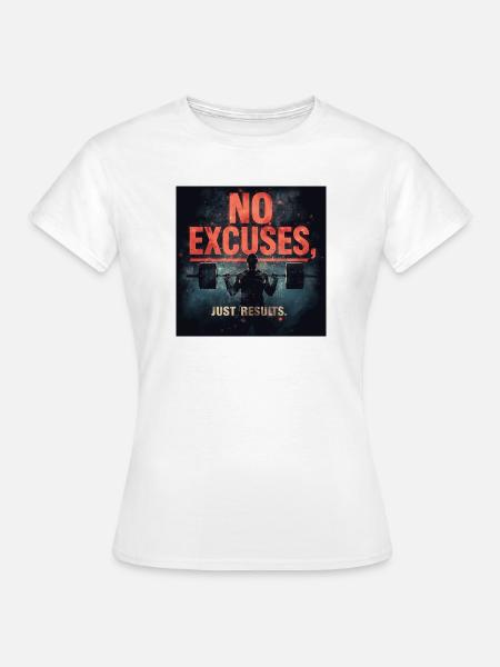 No Excuses, Just Results – Neon Gym Motivation Des - Frauen T-Shirt - Weiß