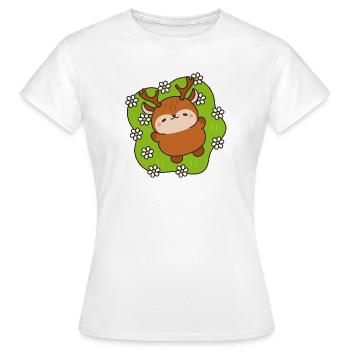 Cerf joyeux parmi les pâquerettes - T-shirt Femme - blanc - Devant - AI Model Female 172 dark (172cm)