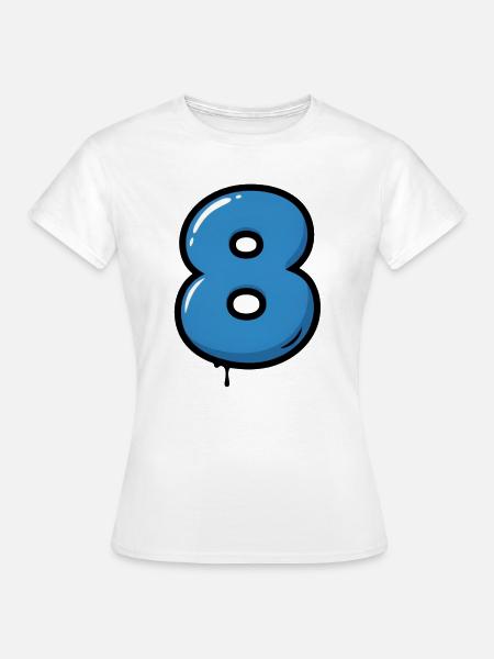 Blauer Zahl 8 Ballon Illustration - Frauen T-Shirt - Weiß