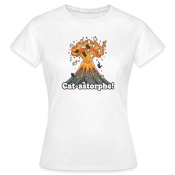Cat-astrophe volcano - Women's T-Shirt - white - Front - AI Model Female 172 dark (172cm)