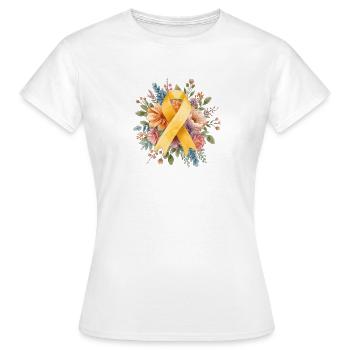 Ruban Jaune Aquarelle Florale – Endo Awareness - T-shirt Femme - blanc - Devant - AI Model Female 172 dark (172cm)