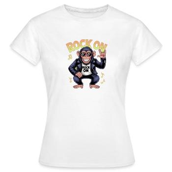 Rock On Monkey Rocker Sunglasses Leather Jacket - Women's T-Shirt - white - Front - AI Model Female 172 dark (172cm)
