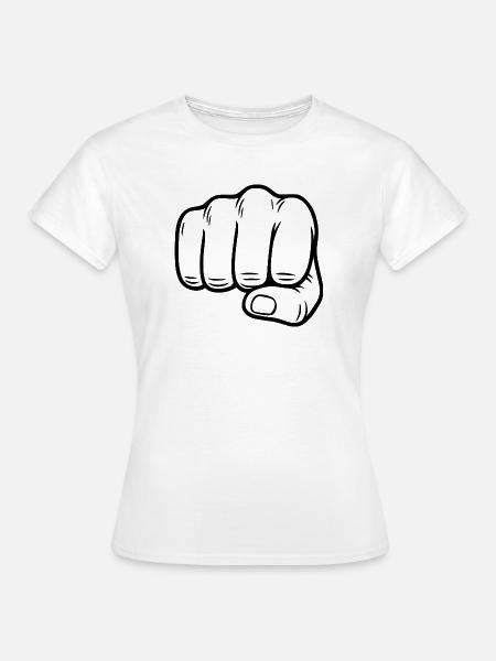 Faust Handzeichen – Fist Symbol - Frauen T-Shirt - Weiß