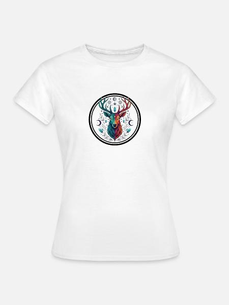Regenbogenhirsch Kristallmond - Frauen T-Shirt - Weiß