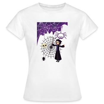 Grim Reaper im Spinnennetz - Frauen T-Shirt - Weiß - Vorne - AI Model Female 172 dark (172cm)