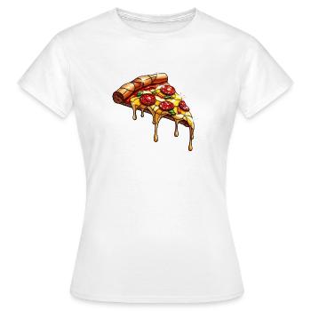 Glänzende Salami-Pizza mit Basilikum - Frauen T-Shirt - Weiß - Vorne - AI Model Female 172 dark (172cm)