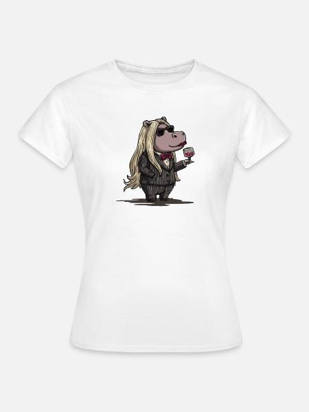 Stylish Gangster Hippo - Frauen T-Shirt - Weiß