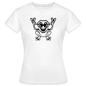 Frosch Kröte cool Sonnenbrille Victory Peace Hände - Frauen T-Shirt - Weiß - Vorne - AI Model Female 172 dark (172cm)