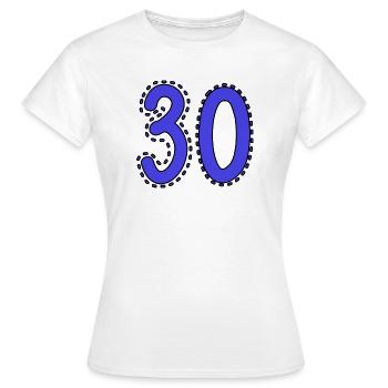 30. 30 YEARS. 30th ANNIVERSARY. 30 YEARS ANNIVERSARY. - Women's T-Shirt - white - Front - AI Model Female 172 dark (172cm)