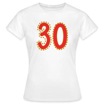 30. 30 YEARS. 30th ANNIVERSARY. 30 YEARS ANNIVERSARY. - Women's T-Shirt - white - Front - AI Model Female 172 dark (172cm)