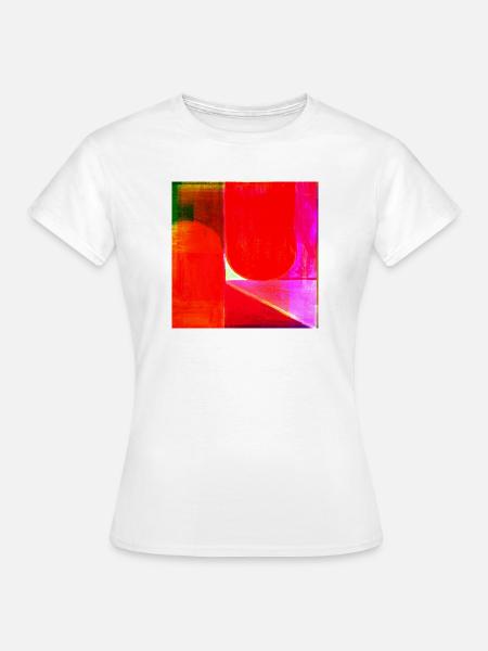 Neon Farbblock Geometrie - Frauen T-Shirt - Weiß
