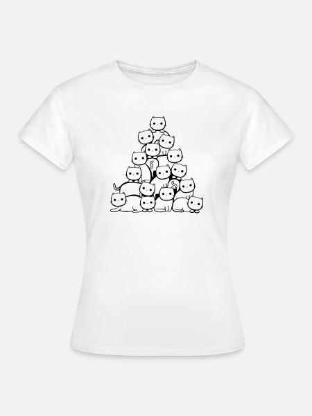 Katzen Weihnachtsbaum - Frauen T-Shirt - Weiß