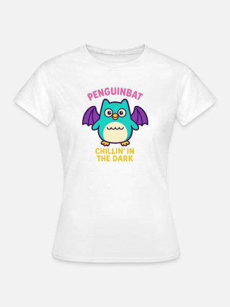 Penguinbat - Chillin’ in the Dark - Frauen T-Shirt - Weiß