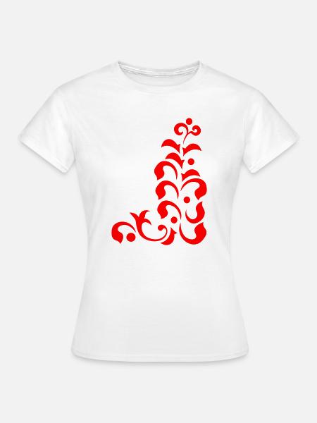 Rote Ornamentik auf Schwarz - Frauen T-Shirt - Weiß