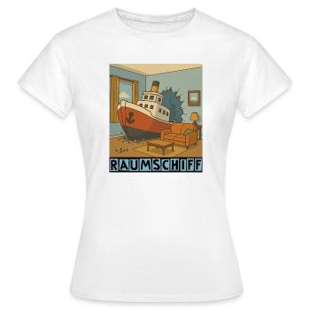Raumschiff by Rico Beck - Frauen T-Shirt - Weiß - Vorne - AI Model Female 172 dark (172cm)