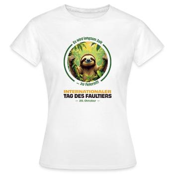October 20 – International Sloth Day - Women's T-Shirt - white - Front - AI Model Female 172 dark (172cm)