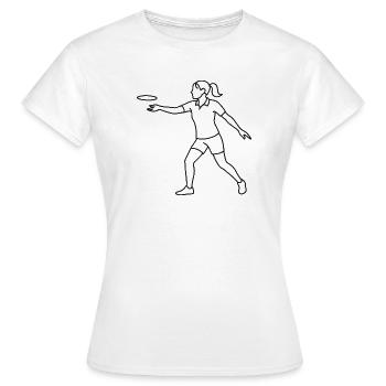 Croquis de joueur de disc golf – Motif minimaliste - T-shirt Femme - blanc - Devant - AI Model Female 172 dark (172cm)