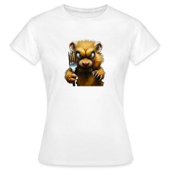 Horror-Hamster mit Gabel - Frauen T-Shirt - Weiß - Vorne - AI Model Female 172 dark (172cm)