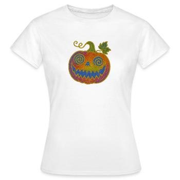 Psychedelischer Halloween Kürbis - Frauen T-Shirt - Weiß - Vorne - AI Model Female 172 dark (172cm)