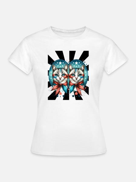 60er Retro Katzen Katze - Frauen T-Shirt - Weiß