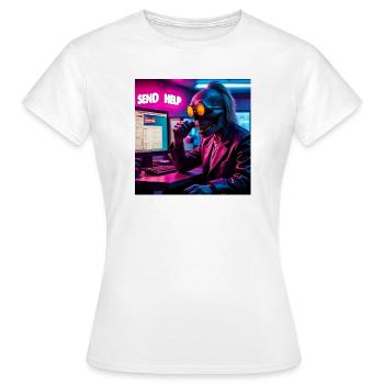Cyberpunk Neon-Skull Hacker Send Help Design - Frauen T-Shirt - Weiß - Vorne - AI Model Female 172 dark (172cm)