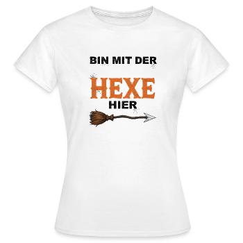 Am With The Witch Funny Halloween T-Shirt - Women's T-Shirt - white - Front - AI Model Female 172 dark (172cm)