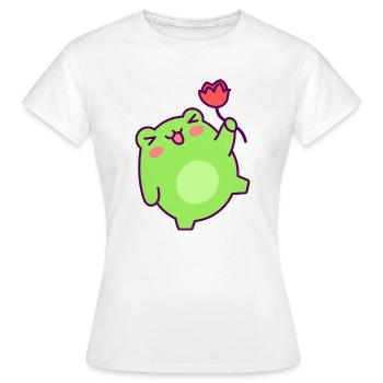 Petit Bonhomme Vert Tulipe Joyeuse - T-shirt Femme - blanc - Devant - AI Model Female 172 dark (172cm)