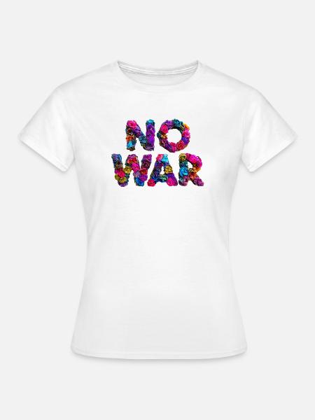 Blumenbuchstaben NO WAR, Kein Krieg - Frauen T-Shirt - Weiß
